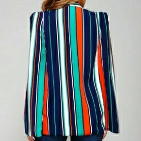 💎Green And Navy Cape Blazer - Picture 2 of 3